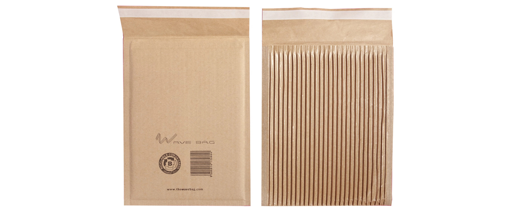 WAVE BAG Busta imbottita ecologica, Riciclabile, Chiusura biadesiva, 35 x 47 cm, Avana Foto prodotto